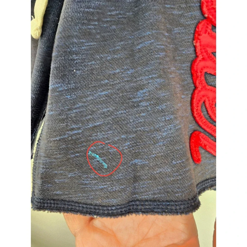 Hollister Mens XS Navy Blue‎ Marl Sweat Shorts Red Embroidered Logo Drawstring